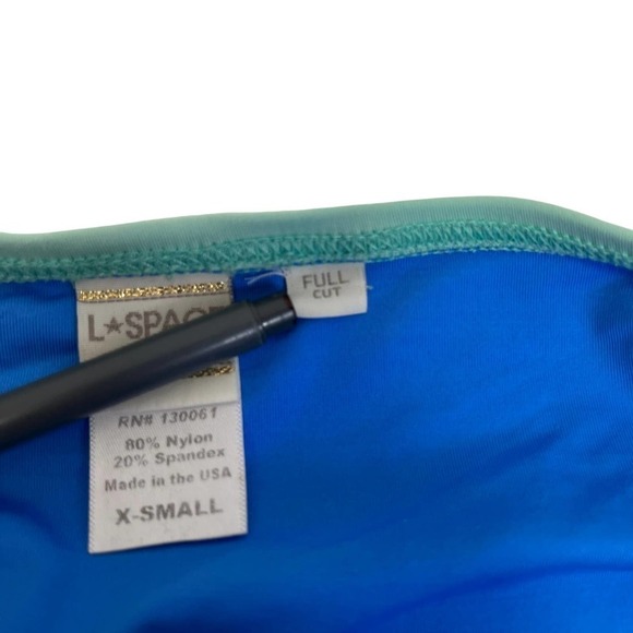 L*SPACE Colorblock Geo Bandeau Top Hipster Bottom Bikini Set Size XS - Picture 8 of 11